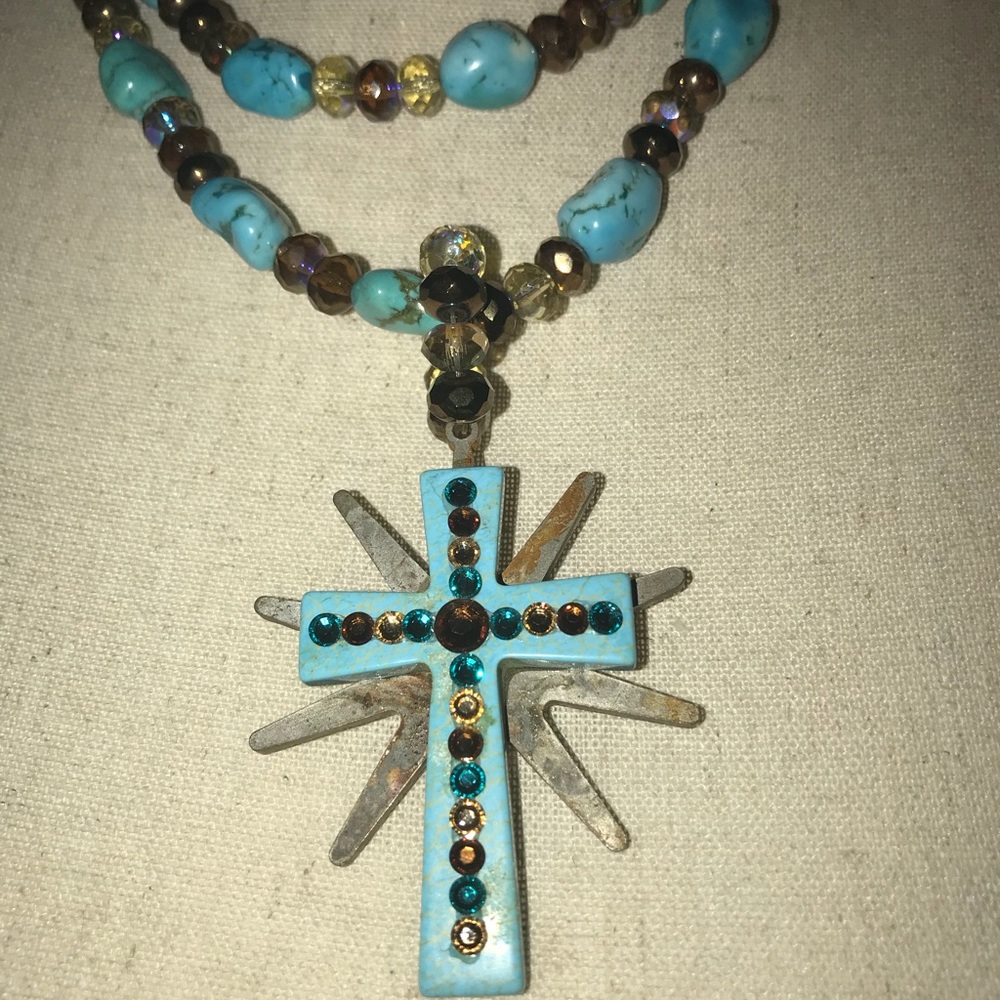 Baubles By Brittany sterling cross bead necklace